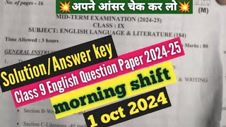 class 9th english mid term paper solutionanswer key 202425  English paper solution 2024 class 9 [upl. by Eirolav]