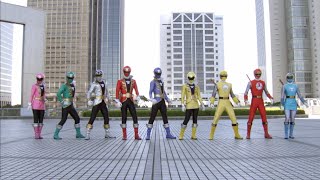 Gokaiger Vs Hurricanger Henshin amp Roll Call [upl. by Ahsram]