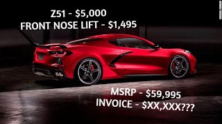 2020 CORVETTE C8 PRICING LEAKED EVERY OPTION COST AND INVOICE [upl. by Bridges]