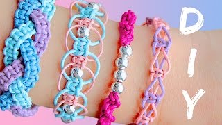 DIY friendship bracelets 4 EASY stackable arm candy projects [upl. by Adnilreh]