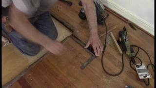 how to Oak flooring replacing after removing a floor furnace 2nd video in description below [upl. by Ecinhoj]