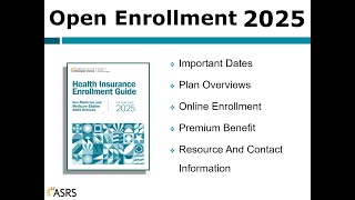 2025 ASRS Open Enrollment Presentation [upl. by Gudren335]