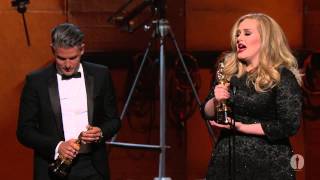 Adele Adkins and Paul Epworths quotSkyfallquot Wins Best Original Song  85th Oscars 2013 [upl. by Yelac]