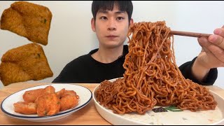 ASMR 매운 닭가슴살 짜파게티 신라면 매운 짜장볶음면 먹방 Spicy Chicken Breast SPICY BLACK BEEN NOODLES MUKBANG [upl. by Eiramllij]