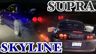 R33 Skyline Rips With Toyota Supra  2 step amp Launch  B Series Vs K Series  Ironshore Drag Racing [upl. by Guenzi]