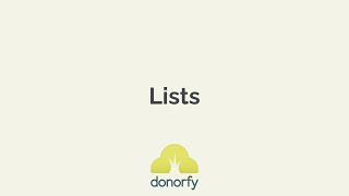 Donorfy  Lists demo [upl. by Walcott]