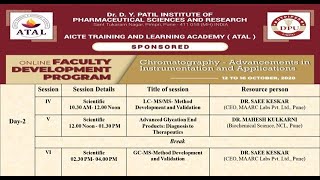 Day 2 AICTE ATAL FDP on CHROMATOGRAPHYADVANCEMENTS IN INSTRUMENTATION AND APPLICATIONS [upl. by Balf202]