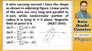 A wire carrying current I has the shape as shown in adjoining figure Linear parts of the wire are [upl. by Irrak]