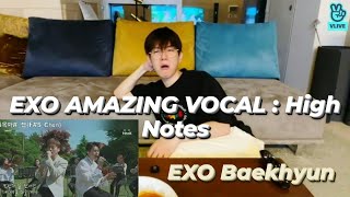 BAEKHYUN reaction to EXO AMAZING VOCAL  High notes [upl. by Suiradal]