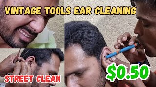 Traditional Indian Barber Relaxing Ear Cleaning with VINTAGE TOOLS ASMR Therapy [upl. by Nonnaehr]