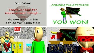 ALL ENDINGS Baldis Basics in Education and Learning v131 [upl. by Ergener]