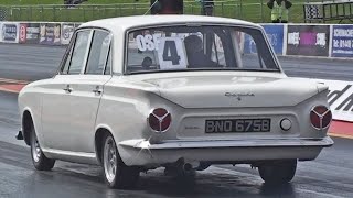 Ford Cortina Mk1 at Santa Pod Raceway [upl. by Enailil460]