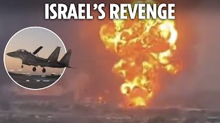 Huge fireball as Israel blitzes Houthi rebels in revenge for ballistic missile attack [upl. by Talia]