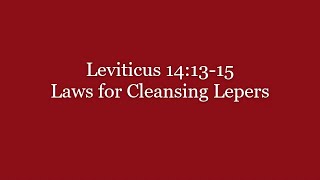 131 Leviticus 14 13 15 Laws for Cleansing Lepers [upl. by Esinert]