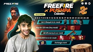 FREE FIRE X PUSHPA 2 EVENT CALENDAR 🇮🇳 Garena Free Fire [upl. by Forsyth]