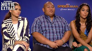 SpiderMan Homecoming 2017 Zendaya Laura Harrier amp Jacob Batalon talk about the movie [upl. by Leuqcar259]