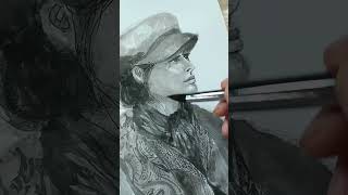 Portrait in Ink art drawing ink painting inkbrush sketch [upl. by Einnov]