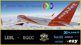 XPlane 12  Vatsim  Toliss A320NEO  full flight  Virtual EasyJet  Manchester to Barcelona [upl. by Aeduj748]