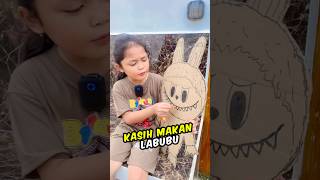 BULAN KASIH MAKAN LABUBU KARDUS labubu popmart funny [upl. by Ancier261]