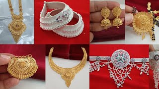 new gold amp silver wedding jewellery designs 2024 with weight amp price  latest gold jewellery design [upl. by Maxy]