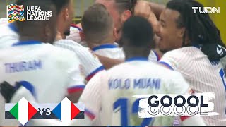 ¡DOBLETE Otro gol de Rabiot de cabeza  Italia 13 Francia  UEFA Nations League 2024  TUDN [upl. by Nad321]