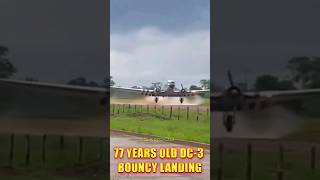 77 Year Old DC3  Flooded Mudy Runway Landing shorts aviation [upl. by Rodgiva]