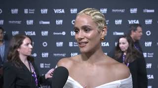 Megalopolis Nathalie Emmanuel quotJulia Ciceroquot TIFF Premiere Interview  ScreenSlam [upl. by Lezirg]