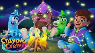 Camping Fun in a Glow in the Dark Forest  Crayola Crew  Fun Imagination Cartoons for Kids [upl. by Nohsar970]