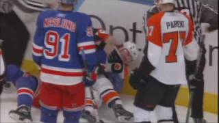 Scott Hartnell vs Brandon Dubinsky Feb 15 2009 [upl. by Anrahc]