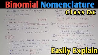 Binomial Nomenclature And Its Rules fully Explained In Urdu Hindi  Class 11 Biology [upl. by Assetan]