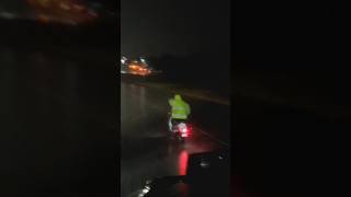 Moped stops a 80k lb semi in thunderstorm [upl. by Korenblat]