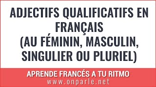 adjectifs qualificatifs en français au féminin masculin singulier ou pluriel [upl. by Analed274]