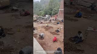 Use Hoes To Dig Foundation Piles Holes For Rural SelfBuilt House [upl. by Gavrila1]