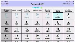 Kalender Jawa Agustus 2025 Lengkap Hari Baik [upl. by Eniowtna]