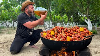 I Cooked Live Crayfish in a Cauldron over a Fire The Best Beer Snack [upl. by Jennings930]