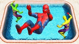 SPIDERMAN Jumping into Pool in GTA 5 1k Spiderman Fails amp Ragdolls [upl. by Mcafee]