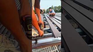 Installation process of aluminum tiles on the sun room roof [upl. by Nohtanhoj616]