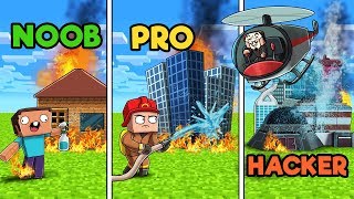 Minecraft  FIREFIGHTER RESCUE NOOB vs PRO vs HACKER [upl. by Claus846]