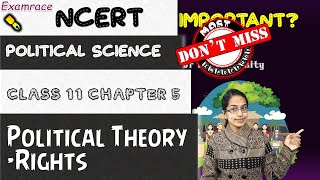 Political Theory Rights  English  NCERT Class 11 Political Science Chapter 5 [upl. by Ecirtahs]