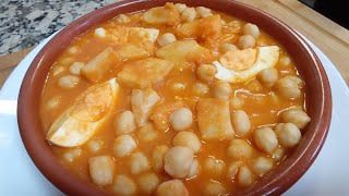 POTAJE DE GARBANZOS CON BACALAO cuaresma con truco para que te queden unos garbanzos perfectos👌🏼 [upl. by Airliah54]