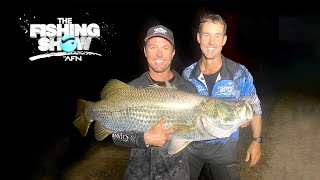 113cm Barra Nighttime Fishing in Lake Tinaroo [upl. by Ahsikar]