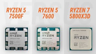 Ryzen 5 7500F vs Ryzen 5 7600 vs Ryzen 7 5800X3D w RTX 4090 Test in 7 games [upl. by Ahsenre]