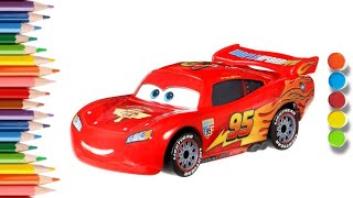 Super Car  Lightning McQueen  Drawing and Colouring  95 Number Car  Gadi wala Cartoon [upl. by Eileme]