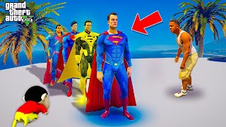 GTA 5  Franklin amp Shinchan Stealing All Superman Suits In GTA 5  Superman Upgraded Suits Stealing [upl. by Orecic520]