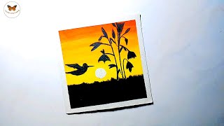 Oil Pastel Drawing  Sunset Scenery Drawing with Oil Pastels Easy [upl. by Neyrb]