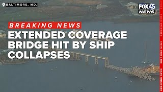 FULL COVERAGE PT 7 Bridge disaster in Maryland ship demolishes Key Bridge people fall into water [upl. by Angadreme]