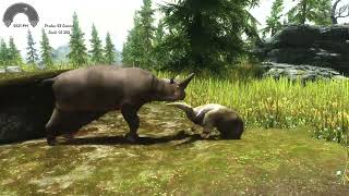 Skyrim Giant Anteater vs Arsinoitherium Epic Battle [upl. by Yeldahc664]