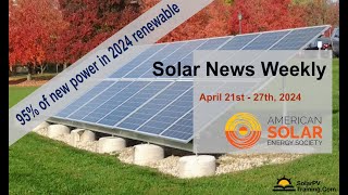 Solar News Weekly  95 of new grid power in 2024 will be renewable [upl. by Gyatt]