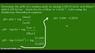 Buffer Problem pOH of a buffer solution with the HendersonHasselbach equation [upl. by Manthei]