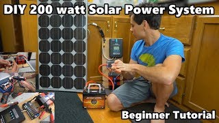 DIY 200 Watt 12 volt Solar Power System quotThe Minimalistquot Beginner Tutorial [upl. by Aiuqes]